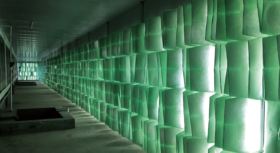 沈阳陶屯项目Antibio养猪场空气过滤系统袋滤墙。